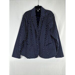 Torrid Boyfriend Blazer Womens Plus Size 4X Blue White Polka Dot